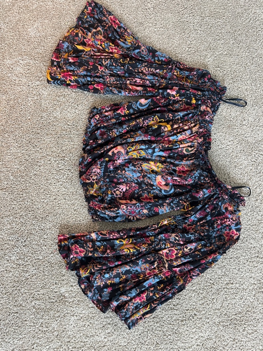 Free People Floral Off-Shoulder Boho Top in Multicolor